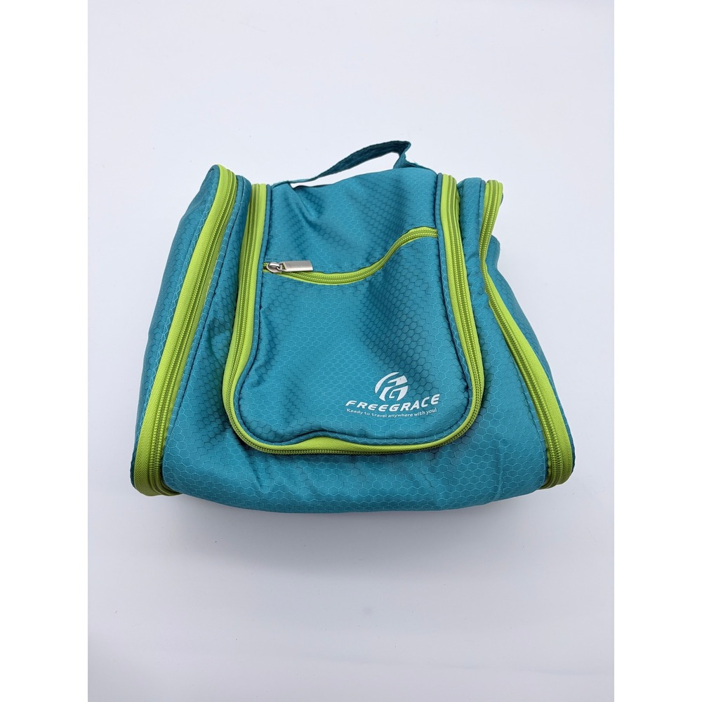 Freegrace Toiletry Bag Unisex Teal Blue Honeycomb Hanging Travel Organizer Case